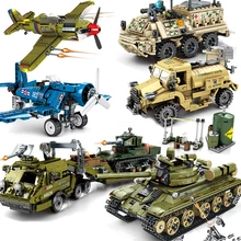Tanque militar T34 Panzer Tiger, Compatible con WW2, avión blindado del ejército, bombardero, Alemania, América, juguetes de bloques de construcción, aviones artesanales(China)