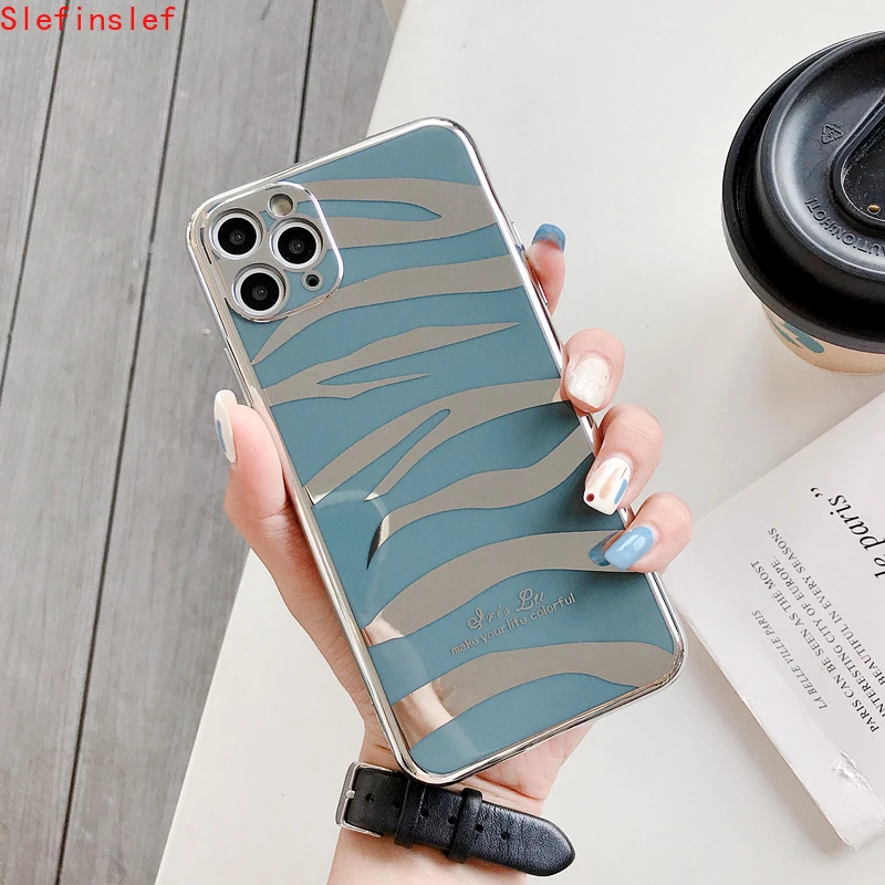 Силиконовый чехол для iphone 7 8 7PLUS 8PLUS с зеркалом Зебра X XS XR XSMAX 11PROMAX | Мобильные
