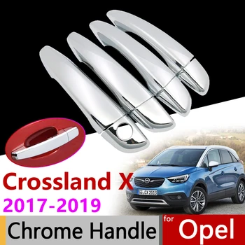 

Car Exterior Accessories Door Chrome Handle Cover for Opel Vauxhall Crossland X 2017~2019 2018 Protective Trim Set Sticker