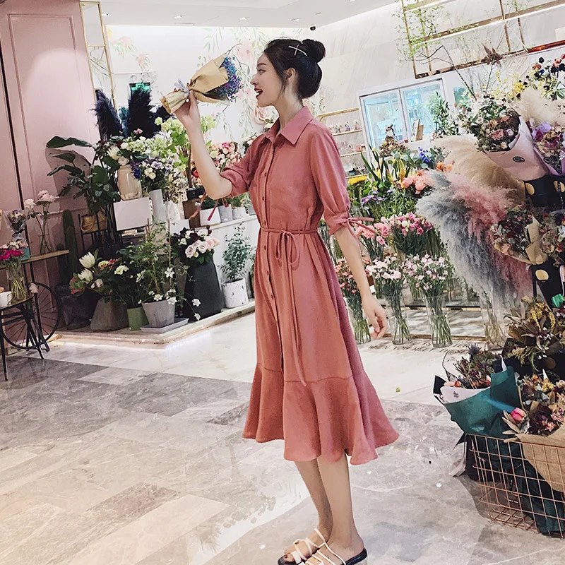 

Very Fairy of France Non-mainstream Platycodon Grandiflorum Fishtail Skirt Women's Summer French Hepburn Skirt Mid-length High-w