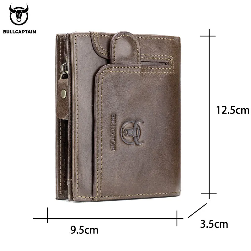 BULLCAPTAIN мужской кожаный кошелек, кожаный кошелек для монет, RFID-сканирования кожаный бумажник держатель для карт мужской модный бумажник