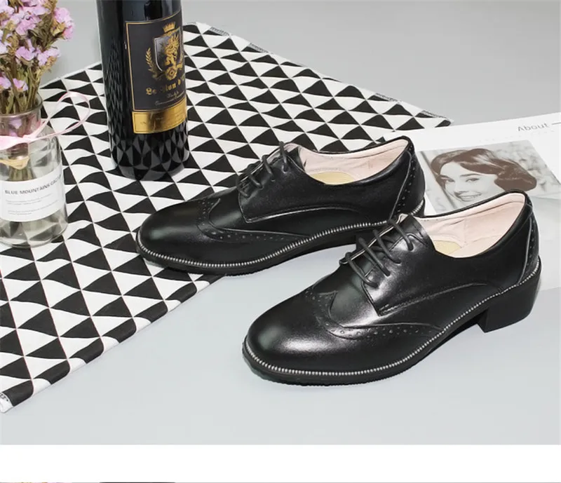 2020 Spring New British Women Pumps Brogues Genuine Leather High Heels Oxford Shoes For Woman Vintage Carved Pumps Women Shoes (27)