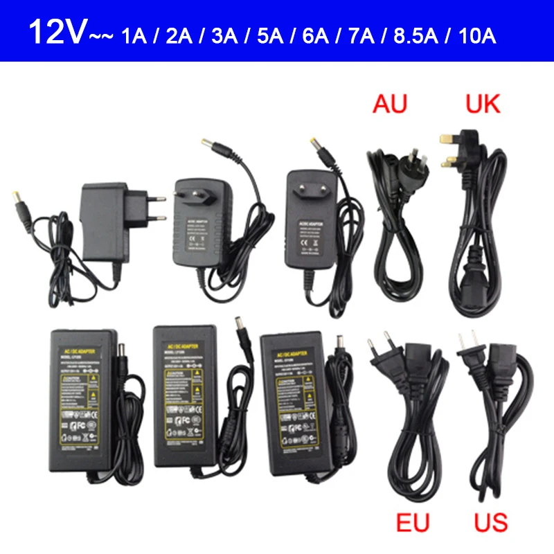 AC100 240V источник питания постоянного тока 5 В 12 24 1 А 2 3 4 а 6 8 10 адаптер трансформатора для светодиодной ленты 5050