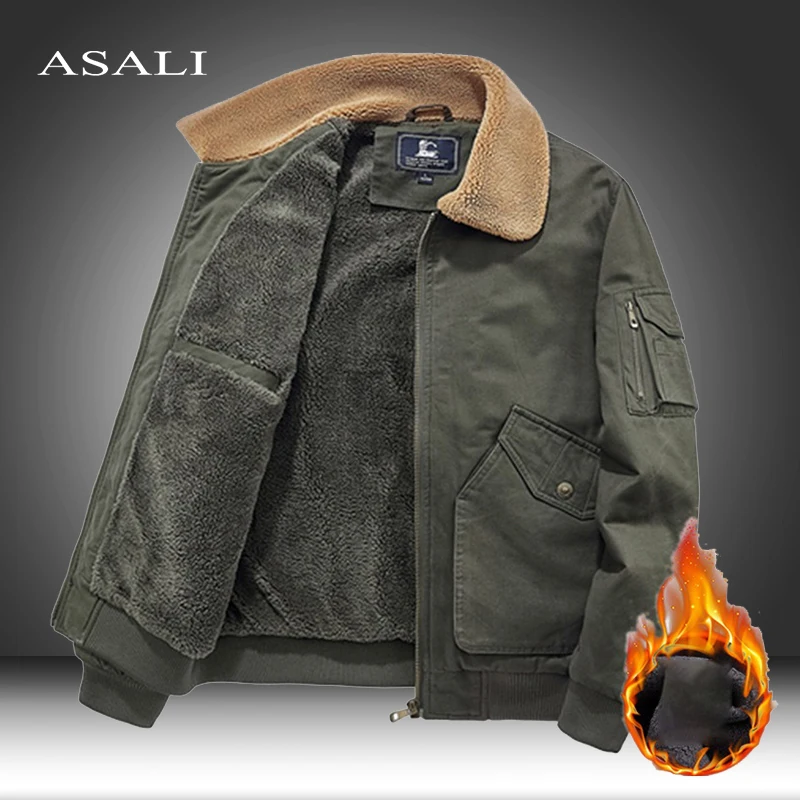 Зимние мужские теплые куртки с меховым воротником флисовая подкладка верхняя