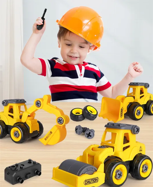 Nut Disassembly Loading Unloading Engineering Truck Excavator Bulldozer Kids Screw Boys Creative Tool Education Toys Car Model 1