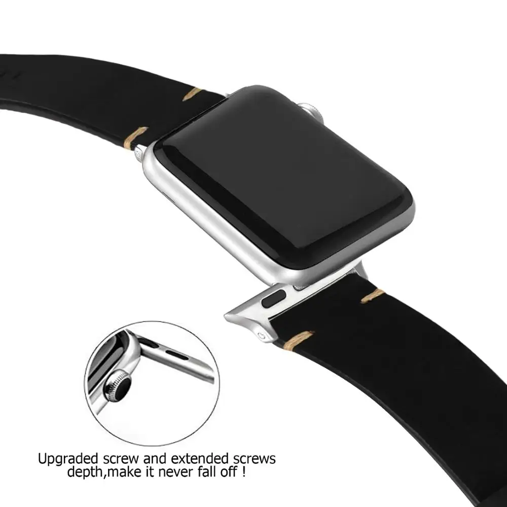 Черный кожаный ремешок для наручных часов Apple Watch версии 4/3/2/1 38 мм 42 качество кожи