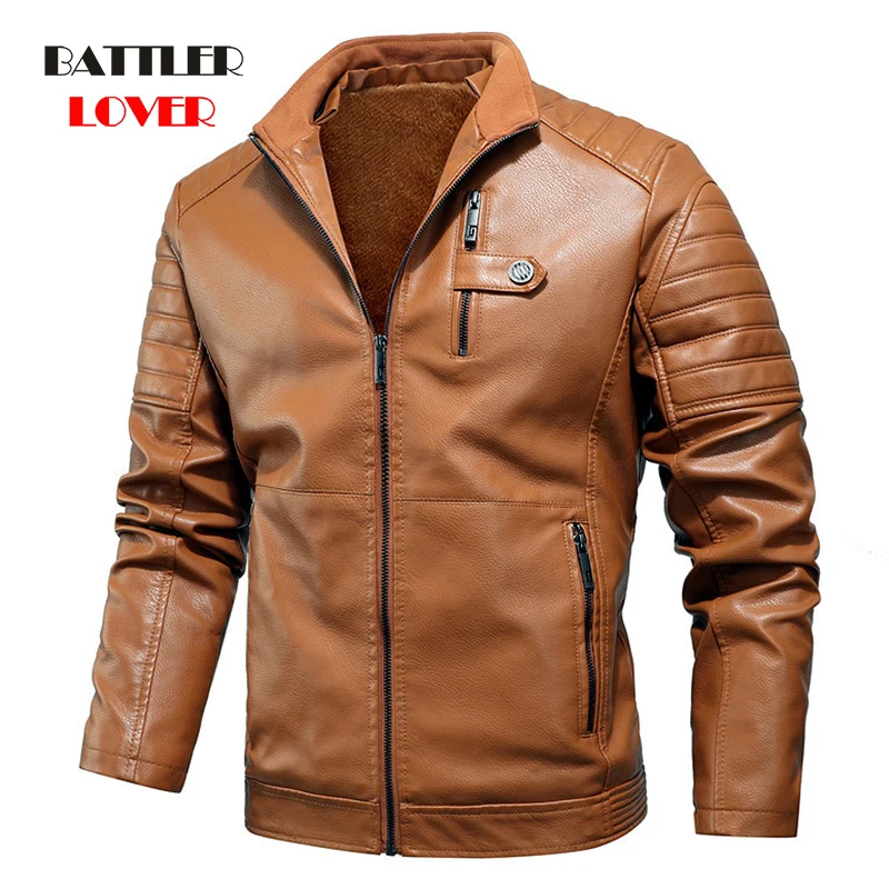 Men Leather Jacket Winter Thick Fleece Warm Outwear Coats for Male Punk Parka Jackets Hombre Biker Motor Overcoat Brand Clothing
