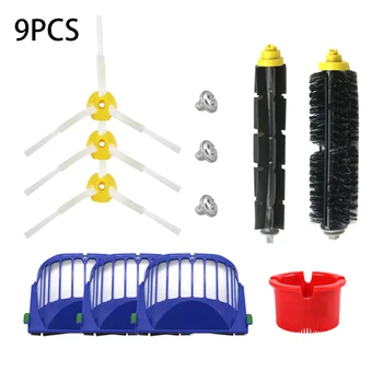 

9pcs Filter For IROBOT 500 600 SERIES AEROVAC FILTER 528 536 551 552 Cleaning Brush Side Brush Main Brush