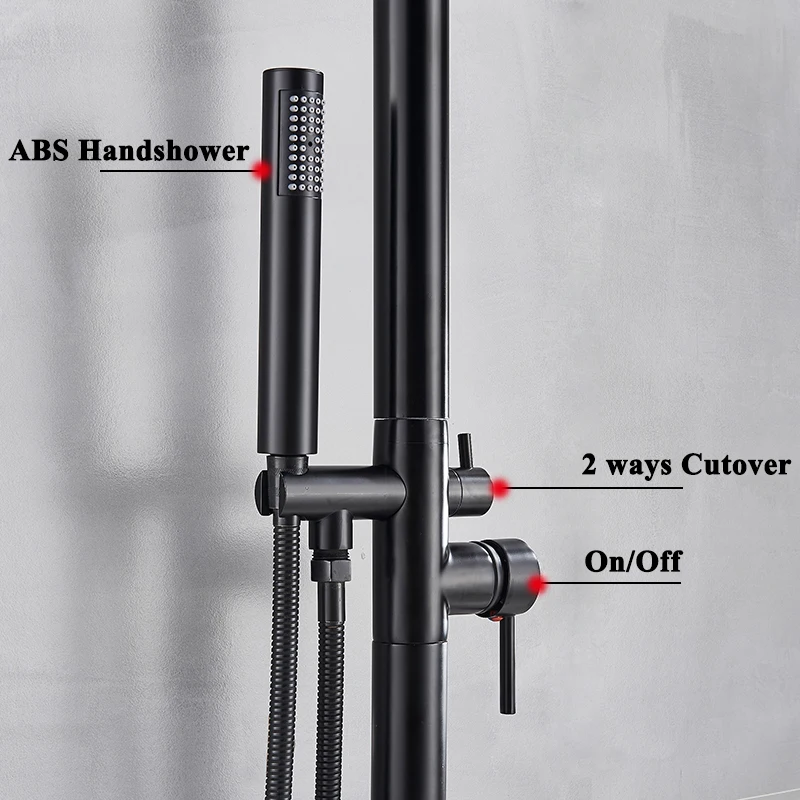 Outdoor Rainfall Shower Faucet Floor Standing Bathroom Bath Tub Mixer Tap Single Handle Heighten Bath Shower Faucets New Arrival 3