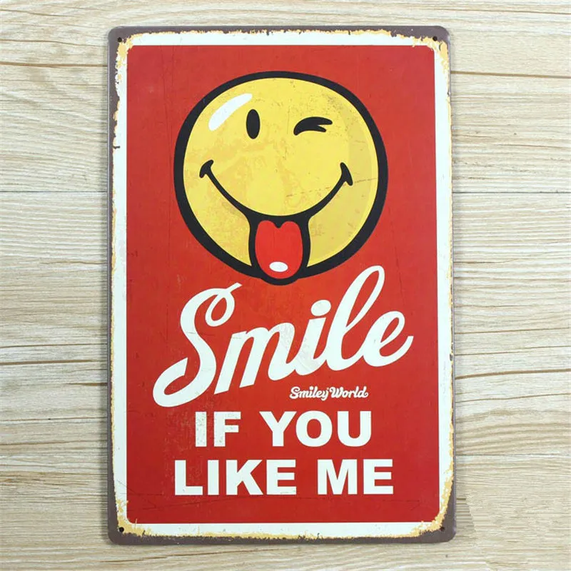 New-2015-High-quality-smile-if-you-like-me-cartoon-metal-tin-painting-Gift-Retro-Poster