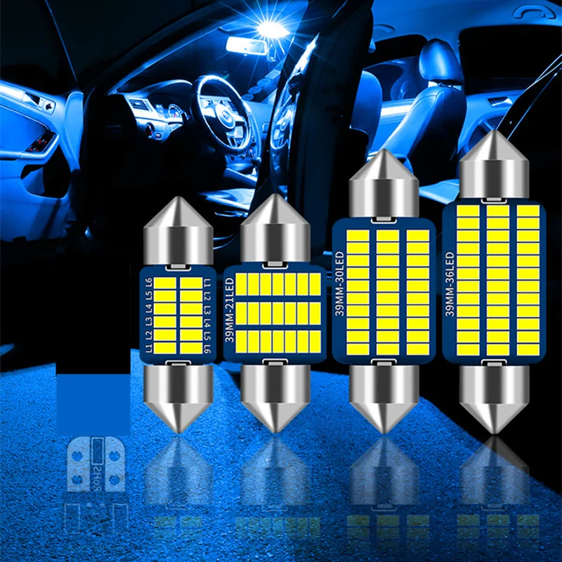 2 шт. Canbus светодиодный гирлянда C5W 36 мм номерного знака светильник белого и синего