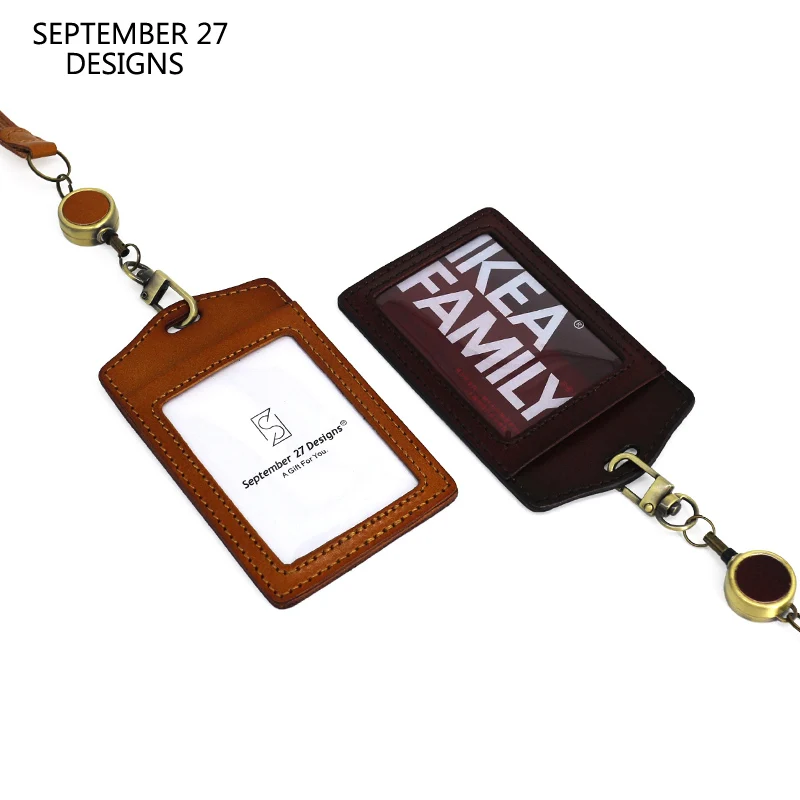 Porta Badge Identificativo Per Lavoro D'Ufficio In Vera Pelle Di Lusso Fatto A Mano Con Cordino Da Collo Con Cordino Identificativo Appeso Al Collo Et