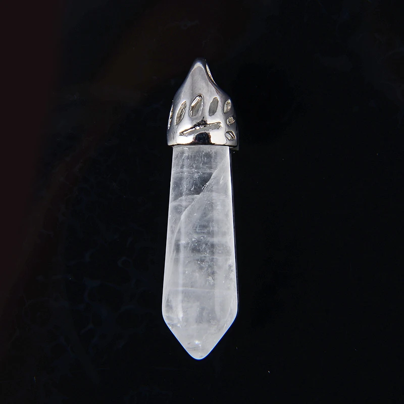 white crystal Шестиугольная колонна натуральный камень кристалл тигровый глаз белый кварц Pendentif кулон для женщин талисманы чакра чокер ожерелье ювелирные изделия - Окраска металла: white crystal