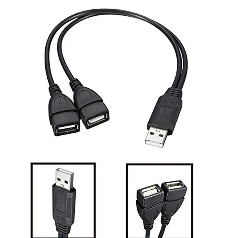 

30cm USB2.0 Male to Dual USB Female USB Charging Power Cable Extension Cord high quility USB Y Splitter plug and play