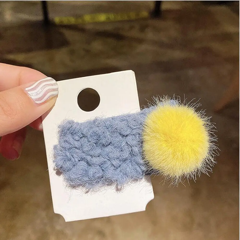 5 5Pcs/Lot Wool ball hairpin BB Hair Clips For Girls Candy Pom Ball Hairpins Barrettes Kids Child Gifts Hairpins Hair Accessoires - Цвет: 5
