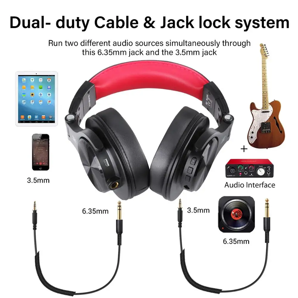 Oneodio A70 Professional DJ Headphones Portable Adjustable Wireless/Wired Headset Bluetooth5.0 Earphone For Recording Monitor