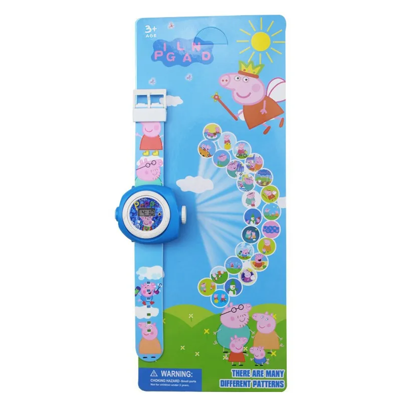 Peppa pig проекционные часы фигурка Свинка Пеппа день рождения Аниме Фигурка Свинка Пеппа «Щенячий патруль» игрушка подарок - Цвет: Blue