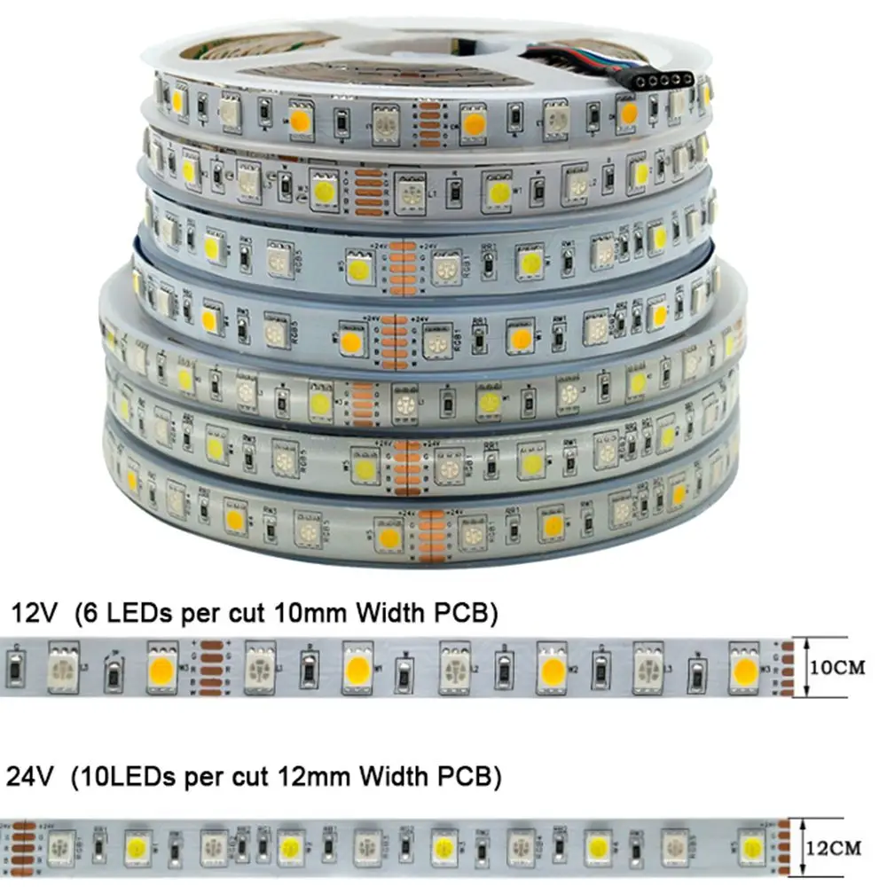 5 м DC12V 24V RGBW RGBWW гибкий светодиодный светильник 60 светодиодов/м RGB + (белый/теплый