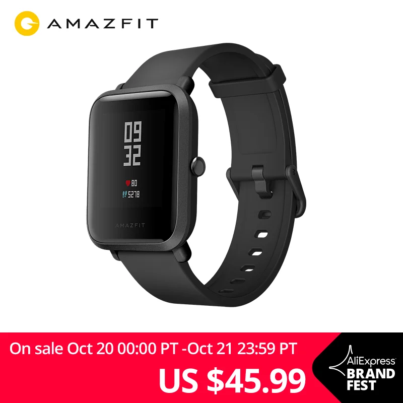 Amazfit Bip Смарт-часы Bluetooth GPS Спорт монитор сердечного ритма IP68 Водонепроницаемый напоминание о звонках Amazfit приложение уведомления вибра…