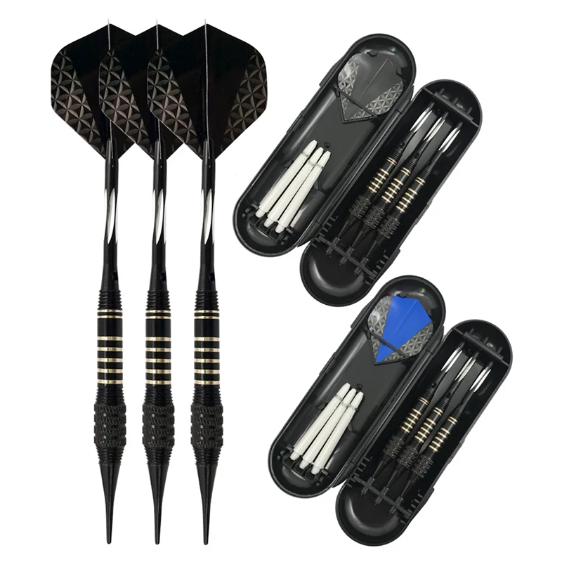 

6pcs Professional Darts 15.1cm Nylon Soft Tip Darts Set With Aluminum Dart Bar Brass Dart Barrel Shaft Flight WIth 2 Free Boxes