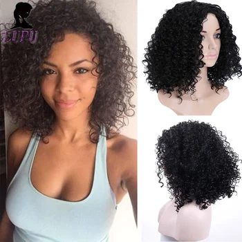 

LUPU 20 inches Curly Synthetic Wigs For Women Heat Natural African Wigs Afro Kinky Wig Resistant Female Fiber Wigs