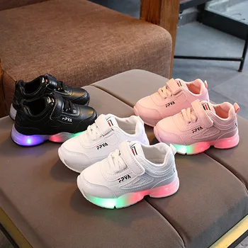 

New brand solid cool children sneakers Spring/Autumn Fashion baby boys girls shoes classic LED lighted infant tennis kids shoes