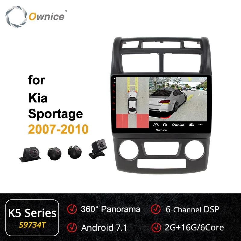 Ownice Восьмиядерный автомобильный радиоприемник для KIA Sportage 2007 2008-2010 k3 k5 k6 Android 9 автомобильный dvd gps плеер 360 панорама DSP 4G LTE SPDIF - Цвет: S9734 K5