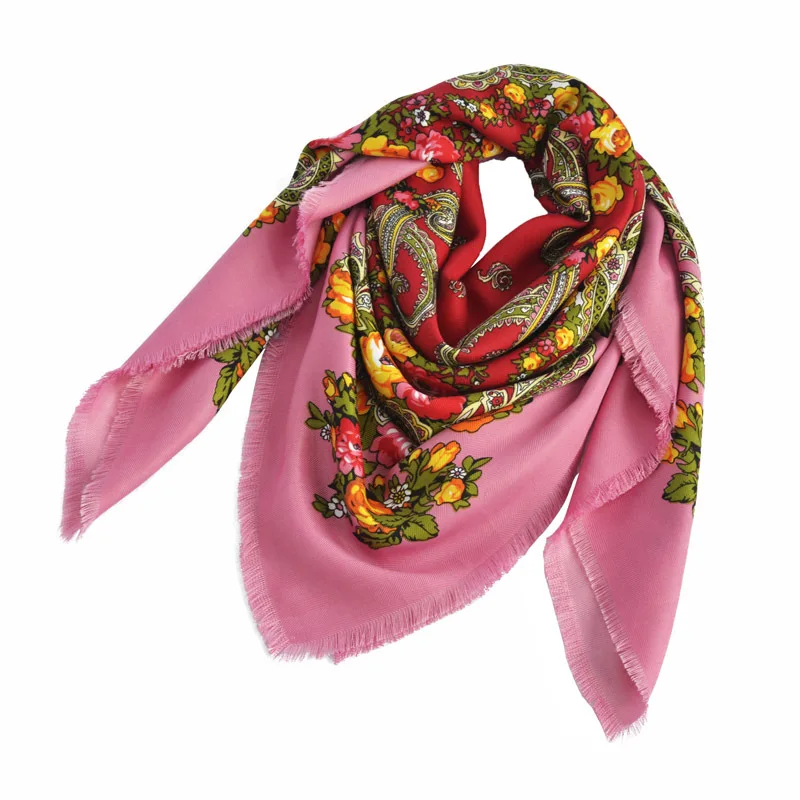 Russian Shawl Ukrainian Handkerchief Headscarf Church Babushka Paisley Autumn Winter Hair Head Wrap National Square Cotton Hijab