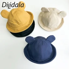 Dilidala Женская Рыбацкая шляпа для женщин с милыми ушами, Повседневная Солнцезащитная шляпа, дикие одноцветные милые шапки для девочек, художественная купольная Панама