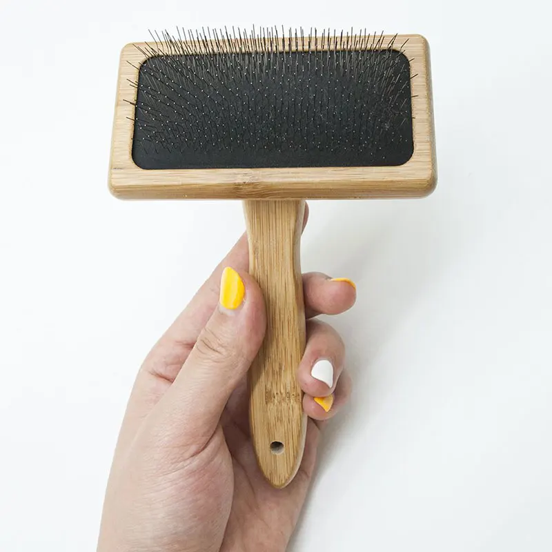 1Pcs 15cm Wood Slicker Brush with Stainless Steel Pins for Macrame