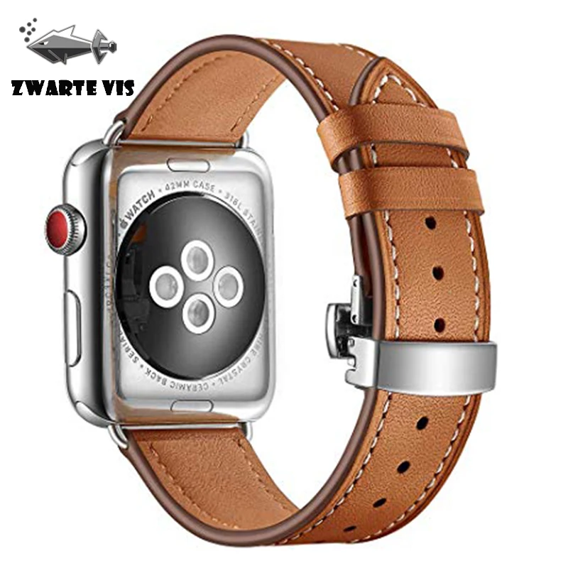 Leather Smart Strap Compatible For Apple Watch Strap 38mm 40mm 42mm 44mm Stylish Leather For Apple Strap watch Series 1, 2, 3, 4