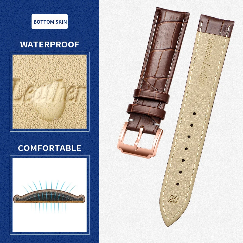 Ремешок для часов из коровьей кожи 20 мм ремешок 22 24 натуральной Croco Tissot Seiko|Ремешки