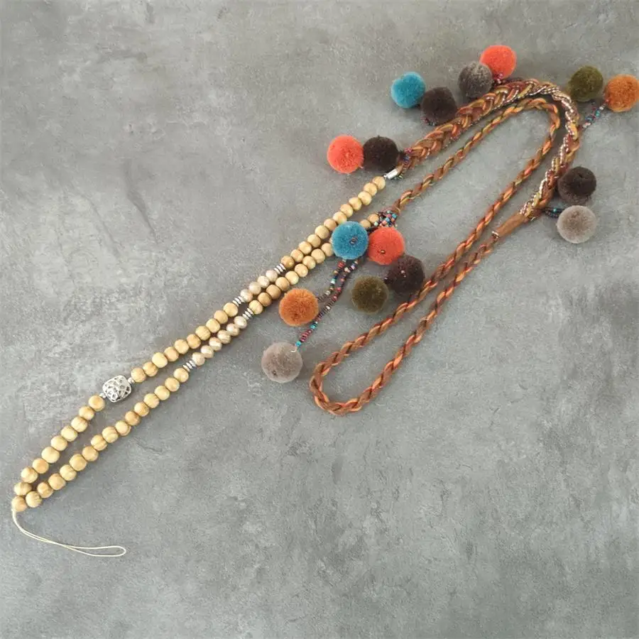 style 5 Boho Pom коричневый деревянный вышитый бисером телефон шейный ремешок для ключей сотовый телефон мобильный кисточка ремень висячая цепь ключ ID пропуск карты брелок ремни - Окраска металла: style 5