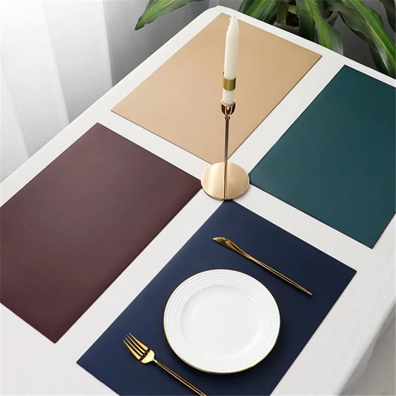 

Leather Rectangle Coaster Stand Hot Dining Placemat for Table Pads Heat Resistant Drink Holder Cup Pad Mantel Individual Mat
