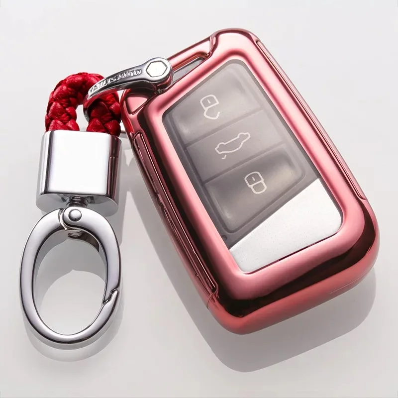 

New PC+TPU Car Key Case Cover Shell For Volkswagen VW Tiguan MK2 Magotan Passat B8 CC 2017 2018 For Skoda Superb A7 Accessories
