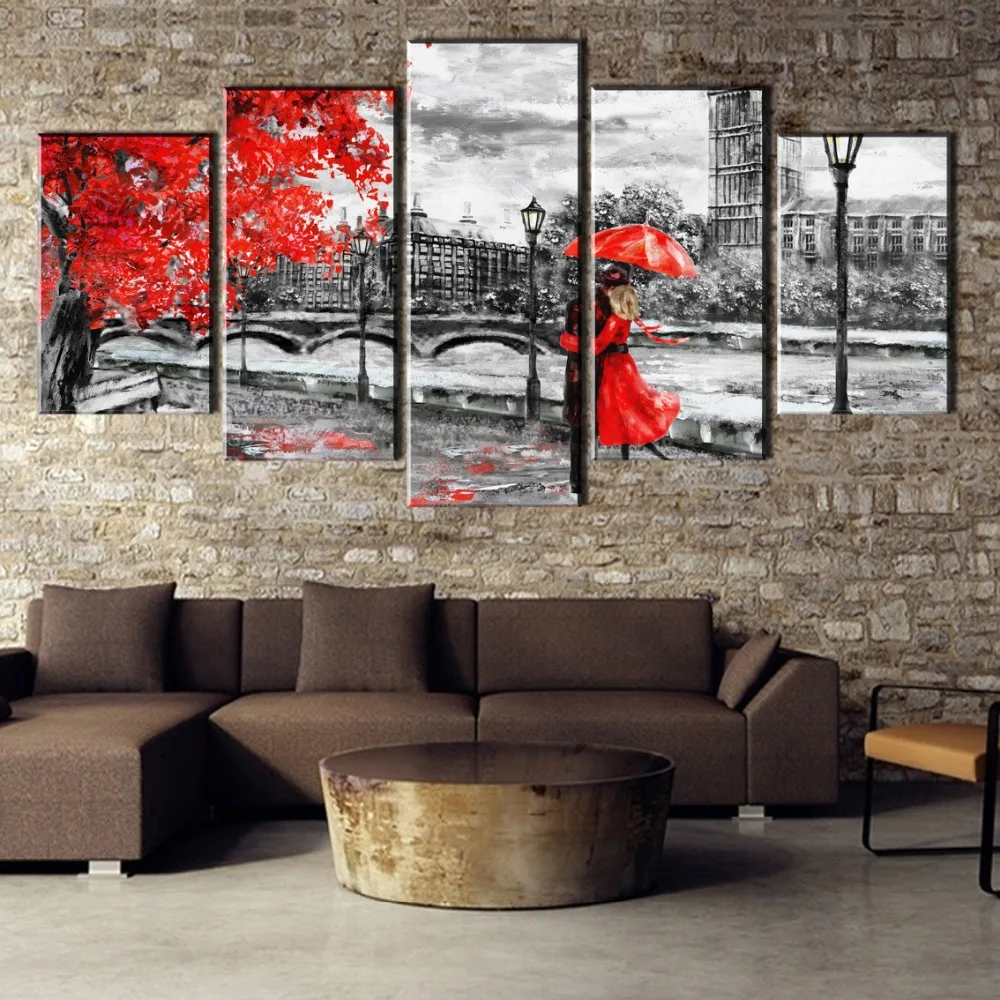 Canvas-Wall-Art-Modular-Pictures-5-Panel-London-Clock-Tower-Love-Way-Paintings-Cuadros-Home-Decoration