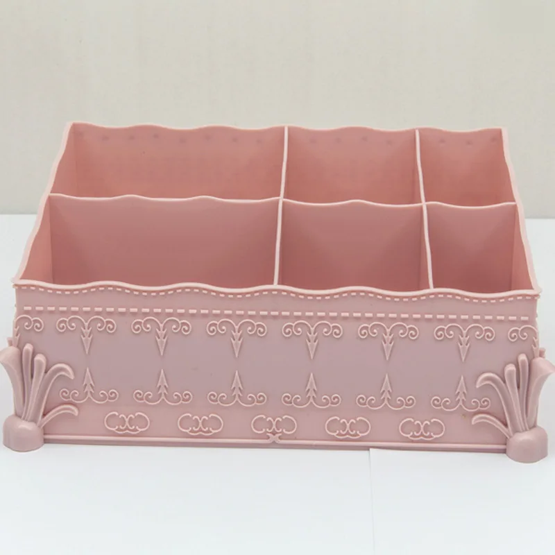 YiCleaner Европейский стиль коробка для хранения косметики макияж пластиковая коробка для хранения косметичка Настольный Контейнер Чехол для ванной комнаты - Цвет: pink