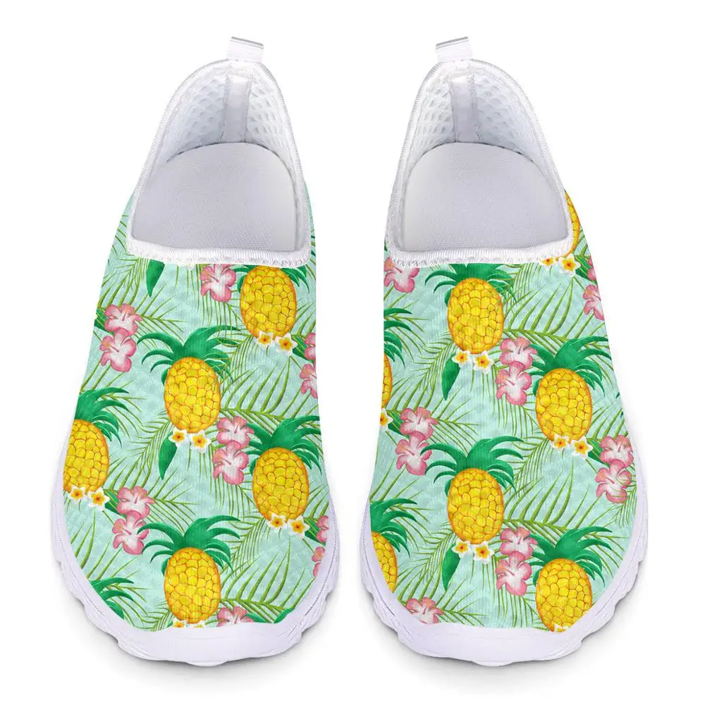 

Funny Pineapple Fruit Print Loafers Women Slip On Flats Running Shoes Woman Breathable Summer Mesh Sneakers Nursing Shoes