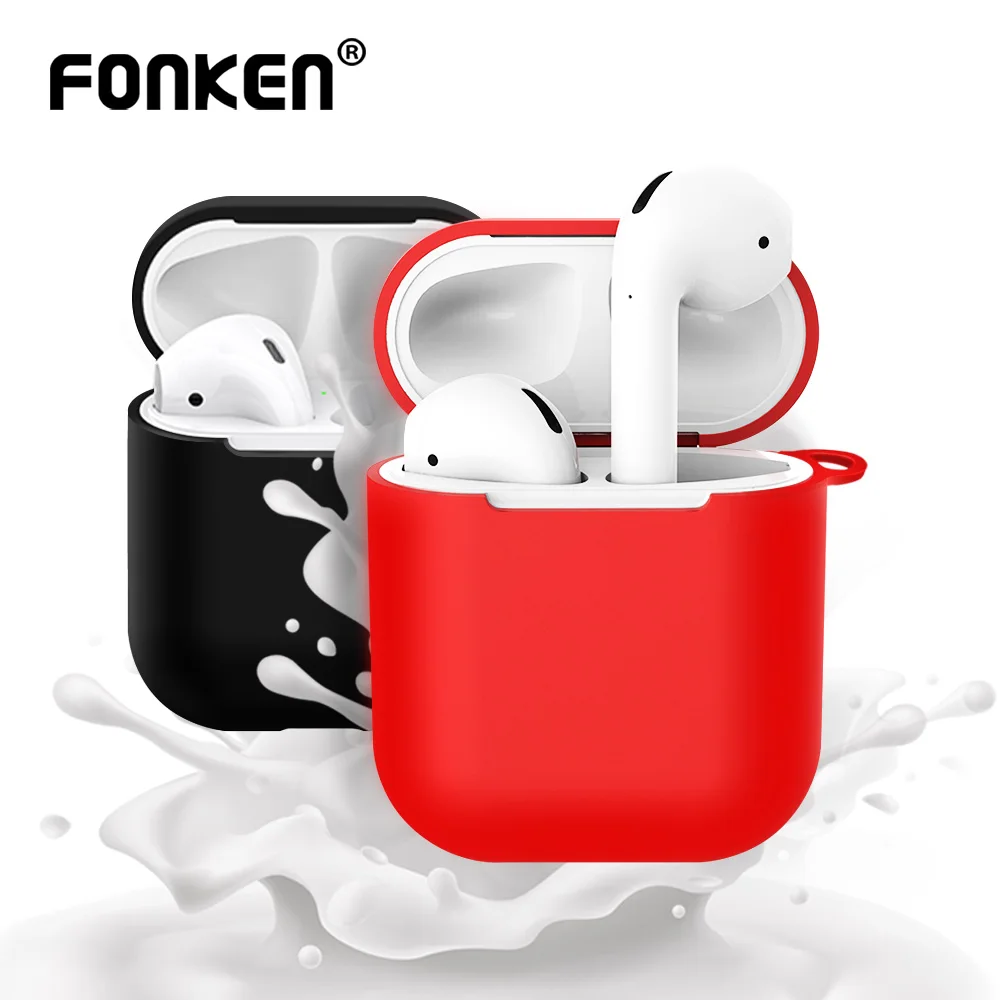 Мягкий силиконовый чехол FONKEN для оригинальных Airpods, чехол, защитный чехол для наушников, сумка для Airpods, зарядная коробка, TWS, Bluetooth наушники