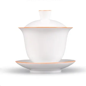 

Blue and White Porcelain Gaiwan Handmade Line Drawing Cover Bowl Household Chinese Kungfu Teaware 2020 New Arrival Tea Set