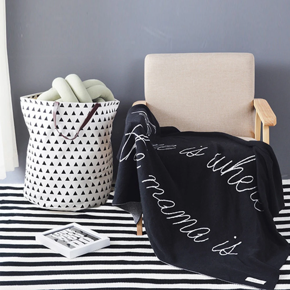 

Baby Knitted Black Blankets Thin Throw Alphabet Blankets Coral Flannel Blanket Sofa Couch Bed Travel TV Baby Stroller Blanket