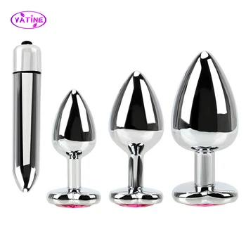 28-42mm Metal Anal Plug Vibrators For Women Clitoral Vaginal Men Butt Dilator Dildo Female Masturbator Sex Toy Adult Erotic Shop 1