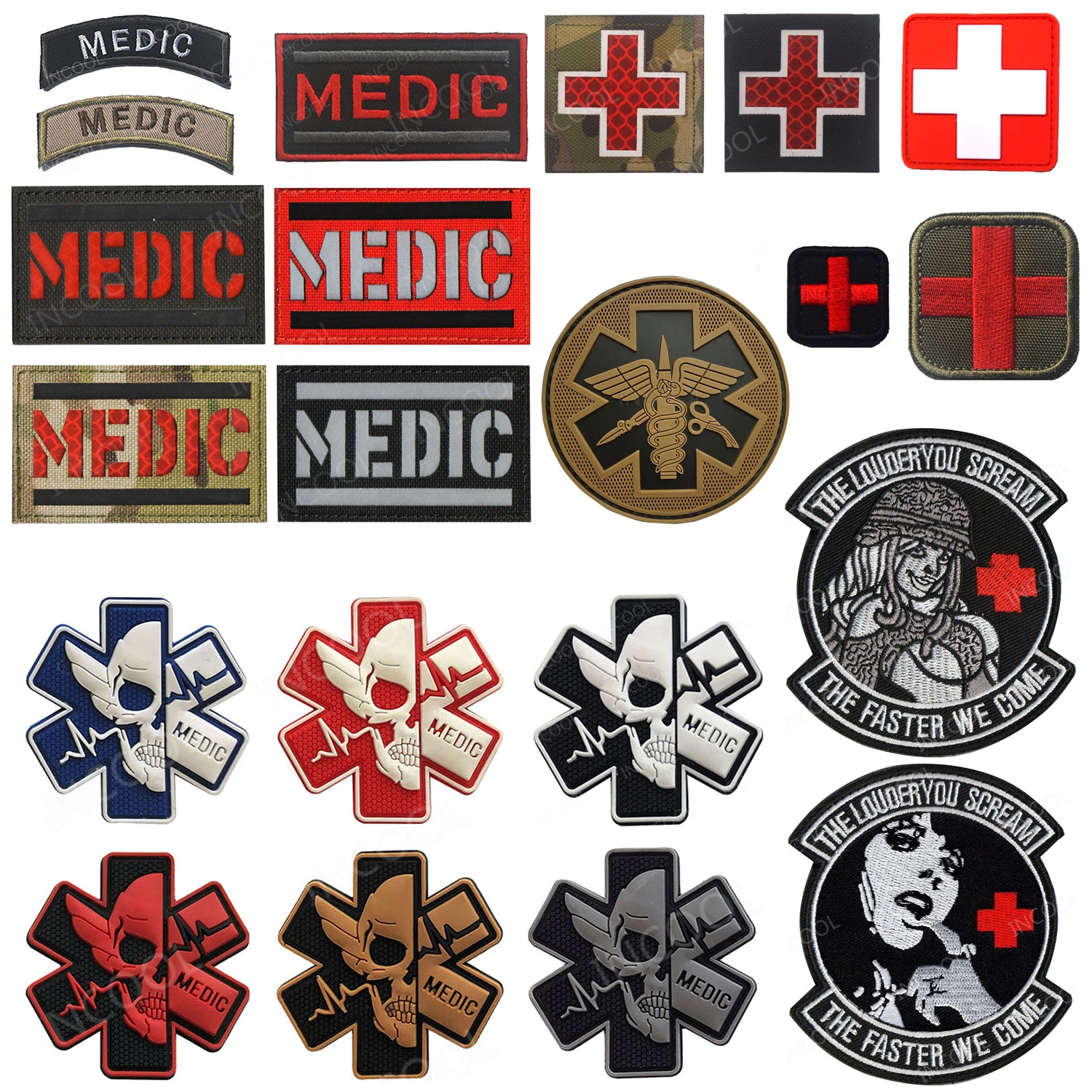 Reflective MED MEDIC EMS MilitaryTactical Morale Hook Loop Patch po