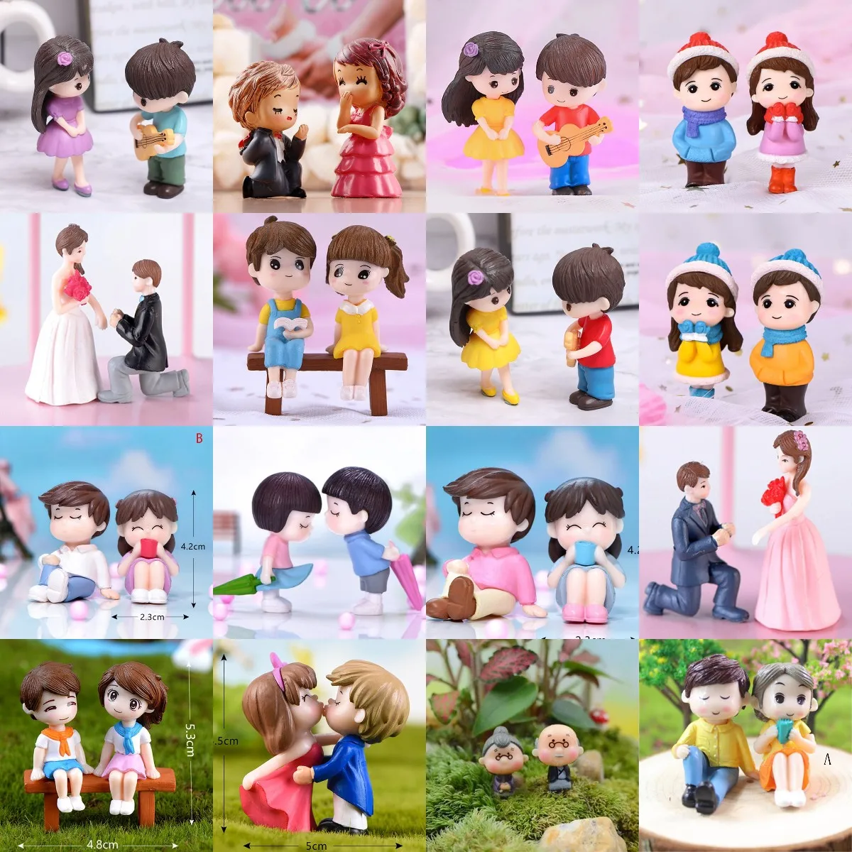 2pcs/set Lovers Couple Miniature Mini Doll DIY Terrarium Figurines Fairy Garden Decor Valentine's Day Gift Home Accessories | Дом и сад
