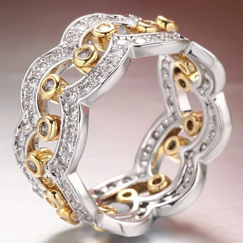 Hollow Wave-shaped Braided Lace Rings for Women Luxury Inlaid Zircon Bride Jewelry | Украшения и аксессуары
