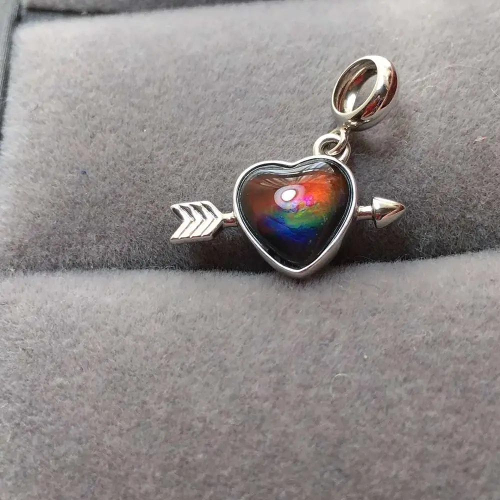 

B5131 Fine Jewelry Canada Origin 925 Sterling Silver Nature Ammonite Gems Ammolite Gemstones Unisex Pendants Necklaces