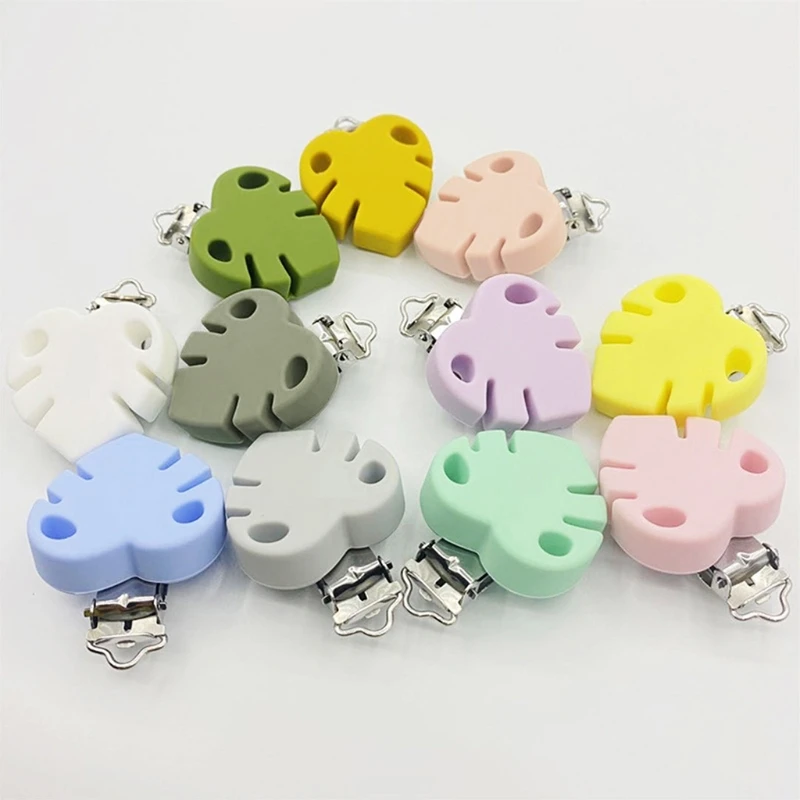 

2 предмета лист Форма зажимы для соски-пустышки Еда Класс силиконовый детский Прорезыватель для зубов держатель застежки 24BE