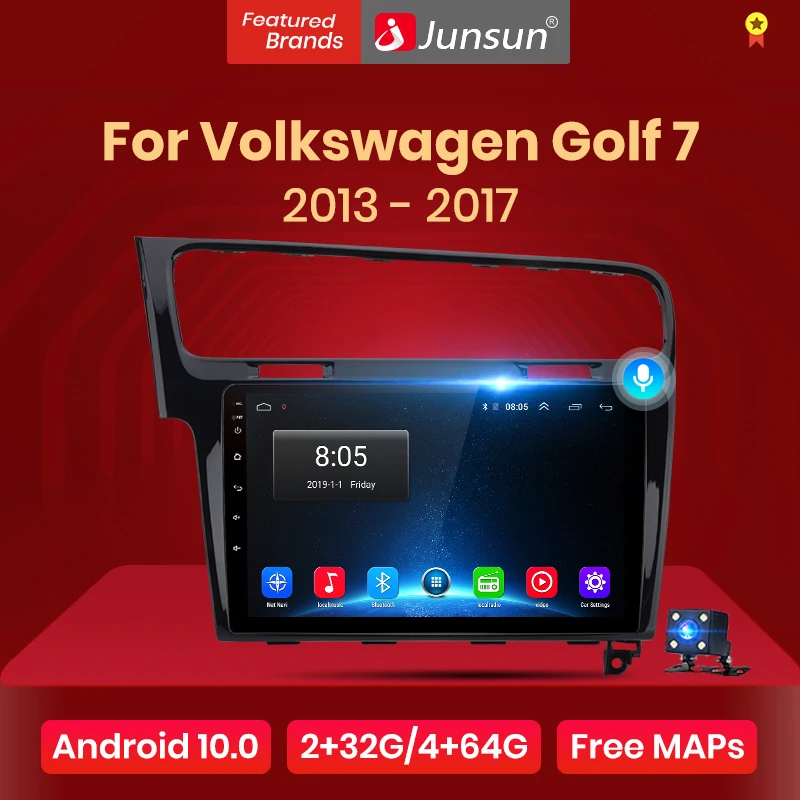Junsun Android 10 AI Control de voz de la Radio del coche reproductor Multimedia para Volkswagen Golf 7 2013-2017 GPS de navegación de 2 din SIN dvd