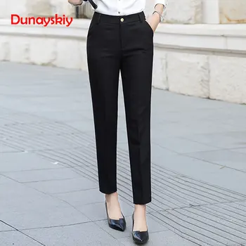 

Gray Suit Pants Trousers Professional Women's High Waist Trousers Office Lady Work Pants 2019 Pants S-XL Casual Female Straight
