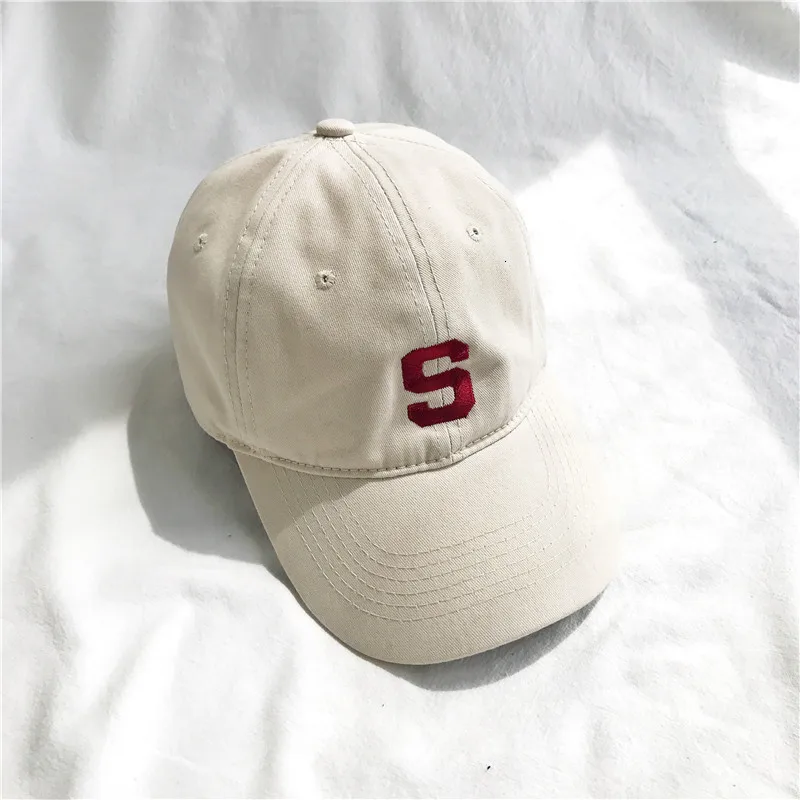 Summer Korean Version S Embroidered Soft Top Baseball Hat Women Vintage Casual Couple Duck Tongue Hat Curved Eaves Adjustable